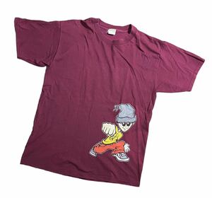 S.T CLOTHING 90s プリントtシャツ　ワインレッド　XL ヒップホップ　スケーター　ストリート