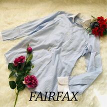 FAIRFAX SLIM FIT フェアファックス スリムフィット　メンズ 男性 紳士服 長袖シャツ ブルー 水色 クリーニング済 サイズ38/15 Mサイズ_画像1