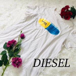 DIESEL ディーゼル メンズ 男性 紳士服 半袖 カットソー トップス Tシャツ ホワイト 白 爽やか 白T 白シャツ カジュアル Lサイズ