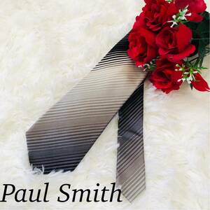 Paul Smith ポールスミス メンズ 男性 紳士 ネクタイ ブランドネクタイ 黒 白 グレー グラデーション 花柄 ビジネス 結婚式 剣先8cm