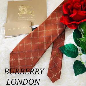 BURBERRY LONDON バーバリー ロンドン メンズ 紳士 ネクタイ オレンジ 橙 シンプル ビタミンカラー プレゼント ビジネス 結婚式 剣先9.5cm