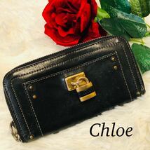 Chloe クロエ レディース 女性 長財布 財布 ブランド財布 ブラック 黒 ラウンドファスナー パディントン 人気ライン 南京錠 _画像1