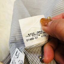 BURBERRY LONDON バーバリー ロンドン メンズ 男性 紳士服 半袖 シャツ ストライプ ホースロゴ チェック柄 グレー系 Mサイズ_画像8