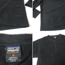 90s USA製 patagonia CAPILENE ヘンリーネック フリースプルオーバー F6 黒(M) VINTAGE_画像2