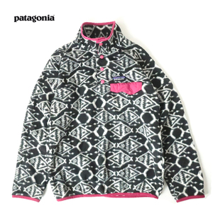 patagonia SYNCHILLA スナップT プルオーバーフリース フィッシュ柄 ブラック(XS)