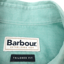 美品◎Barbour バブアー オックスフォードシャツ ボタンダウン グリーン UK-M(日本M-L程) ポルトガル製_画像2