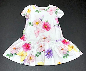  two point successful bid free shipping! 2A48 [ beautiful goods ]mona Liza MONNALISA floral print dress frill One-piece 2 -years old /92/52 girl child clothes baby clothes Kids spring summer 