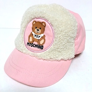 二点落札で送料無料！ 2A48【ほぼ未使用】MOSCHINO KIDS モスキーノ キッズ ベア フェイクムートン キャップ 帽子 女の子 ピンク ガールの画像1