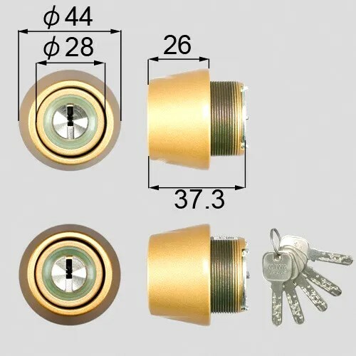 LIXIL 玄関ドア　シリンダー　DCZZ1117　セルバ/リフォルテ　シリンダー上下各１個、キー５本 　グレイスゴールド　新品　 純正品 　