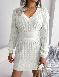 S1128 knitted One-piece lady's * sexy comfortable eminent 20 fee 30 fee 40 fee * wonderful long sleeve V neck white
