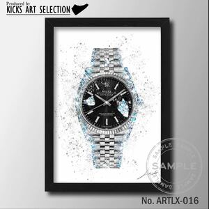 Rolex ロレックス デイトジャスト ブラック/オマージュアートポスター/時計