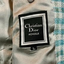 ★美品 vintage Christian Dior monsieur クリスチャンディオール ムッシュ 2Bジャケット グリーン チェック サイズL メンズ 0.62kg★_画像6