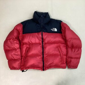 ■ヴィンテージ 90s THE NORTH FACE ザノースフェイス NUPTSE NF003AS ヌプシダウンジャケット 防寒 アウター 定番 メンズ サイズL 赤x黒■