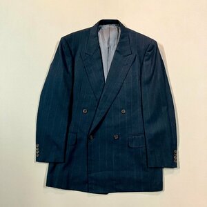 ★vintage Burberrys バーバリーズ ダブルジャケット アウター ストライプ ネイビー ヴィンテージ ウール 日本製 0.84kg★