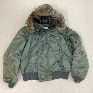 ■USA製 Alpha Industries アルファインダストリーズ N-2B フライトジャケット ブルゾン ミリタリー IDEALジップ メンズ サイズL カーキ■