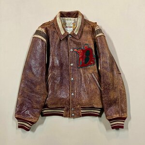 ★vintage Avirex Varsity Collegiate Wear Champs アヴィレックス ラム レザージャケット スタジャン 中綿 ブラウン サイズS メンズ 1.7