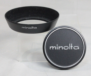 010825 【良品 ミノルタ】 minolta MC 28mm F3.5用 スクリュー式メタルレンズフード&内径 57mm かぶせ式メタルキャップ