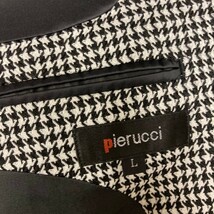 美品 ピエルッチ pierucci テーラードジャケット 2B 千鳥格子柄 黒×白 上着 Lサイズ ブラック×ホワイト メンズ 春秋冬 ITALY ストレッチ_画像7