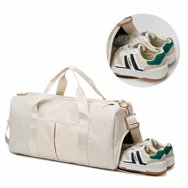 スポーツバッグ　ボストンバッグ　ジムバッグ　旅行　トラベルバッグ　ホワイト　 大容量 軽量 部活バッグ　 ショルダーバッグ 防水