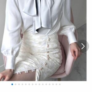 monamour highwaist side button lace skirt【WHITE】