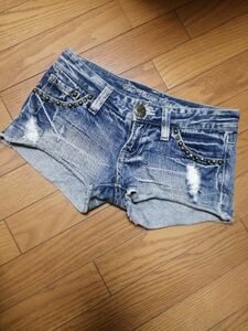 ショートパンツ　ショーパン　デニム　スタッズ　セクシー　ギャル　マイクロミニ ショートパンツ デニムショートパンツ