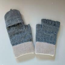 新品未使用 女性用手袋 ニット ミトン フィンガーレス グローブ 暖かい グレー_画像8