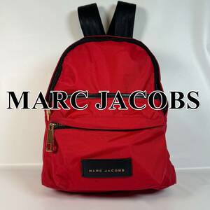 【良品】MARCJACOBS マークジェイコブス リュック ロゴ ナイロン 赤