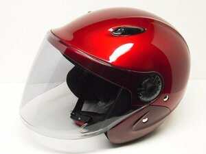 【在庫処分】シールド付き ジェットヘルメット レッド 赤 ★人気のセミジェット 原付 125cc以下のバイクにオススメ