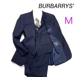 美品！Burberrys' バーバリー 3ピース セットアップスーツ ネイビー スタイリッシュ ストライプ スリーピース ジャケット ベスト パンツ