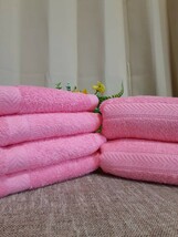 【泉州タオル】【新品未使用】800匁ピンクバスタオルセット2枚組 しっかり吸水 ふわふわ質感 新品タオル タオルまとめて_画像7