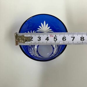 （Y-144） 手造り 切子 藍かすり ペア グラス 桐入 口径約6.5cm 高さ約9cm フリーグラス ブルーの画像3