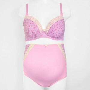  maternity [ new goods ]D75/L small floral print bra & shorts pink top and bottom set nursing correspondence strap open production front postpartum nursing bla pretty 