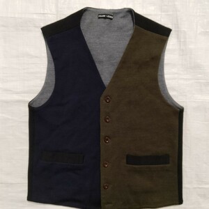 FRANK LEDER　フランクリーダー ウール　ベスト　ジレ　ウエストコート ハイゲージ　wool パネルカラー　ドイツ製　xs vest olive navy 