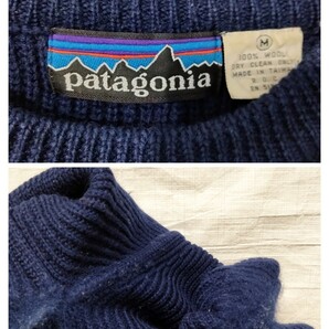 Patagonia パタゴニア CHAMONIX GUIDE SWEATER シャモニー ガイド セーター 80年代 ネイビー ミディアムゲージ ラグラン ニット の画像10
