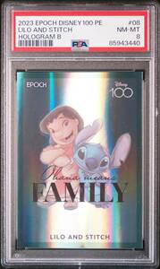 2023 EPOCH DISNEY100 PREMIER EDITION Disney創立100周年 リロ スティッチ HOLOGRAM B パラレルカード (/75) PSA8