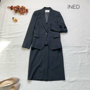  as good as new * carefuly selected regular price 3 ten thousand adult on goods! Ined INED skirt suit setup black 9 number M wool 