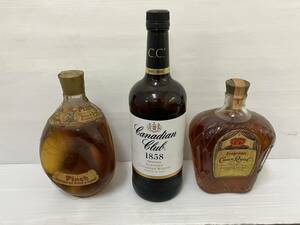 Pinchi Old Blended Scotch Whisky/Canadian Club 1858 ORIGINAL/Seagram's Crawn Royal 3 pcs set not yet . plug long time period home storage goods present condition pick up 