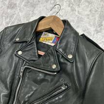 D @ 米国製 '極上レザー使用' PERFECTO by Schott NYC ショット 本革 LEATHER ダブルライダース ジャケット 34 上着 アウター 古着 USA製_画像4