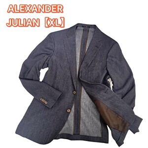 美品 アレキサンダージュリアン テーラードジャケット グレー 袖メッシュ加工 XL テーラード ジャケット 肌触り 綺麗 ライン メンズ