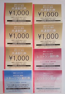 西武ホールディングス 西武HD 株主優待 株主さまご優待 共通割引券 5000円分 1,000円券5枚 スキーリフト割引券1枚 レストラン割引券2枚