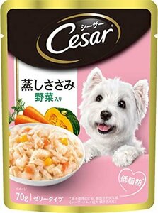 【お買い得品】 ［ドッグフード・ウェット］ （まとめ買い） シーザー 成犬用 野菜入り 70ｇ×16個 パウチ 蒸しささみ