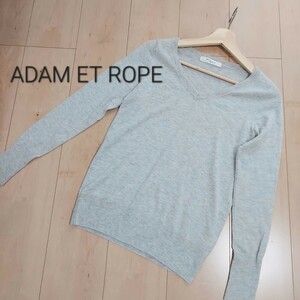 ADAM ET ROPE アダムエロペ ウール ニット Vネック グレー スーツ 長袖 無地