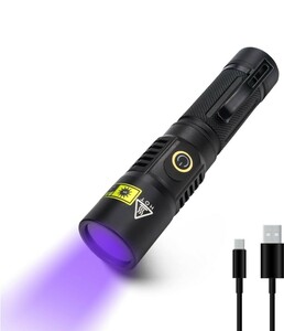 ブラックライト 365nm 20W USB充電式 UVライト レジン用 硬化ライト強力紫外線ライト IPX4防水 2種モードアルミニウム合金製21700電池付A28