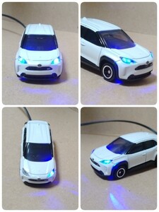 ダミースキャナー YARIS GR ヤリスクロス 白 トミカ TOYOTA LED 12V 2灯点滅　盗難防止 ミニカー 