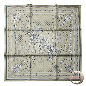 HERMES エルメス カレ55 Chorus Stellarum Bandana コーラル ステラルハム バンダナ 044044S 07 スカーフ 2023AW カーキ ホワイト