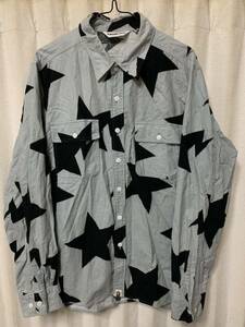 A BATHING APE BAPE STAR FLANNEL SHIRT Ape Star total pattern shirt jacket Parker size L GRAY archive