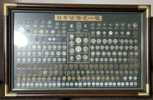 日本貨幣史一覧　古銭 額装 硬貨 コレクション 銀貨あり