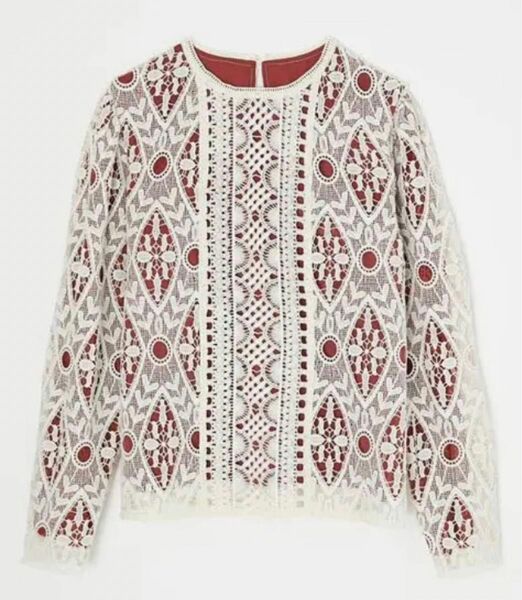 OFFクーポン使えます新品★MOUSSY CLASSICAL LACE ブラウス RED サイズ２