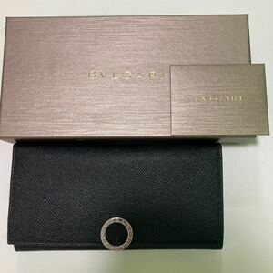 ◎12042 BVLGARI ブルガリ 長財布 ロゴクリップ 30412 美品ブラック レザー 