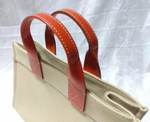 美品 ★BURBERRY BLUE LABEL バーバリーブルーレーベル★ トートバッグ キャンバス×レザー ベージュ×オレンジ 01788_画像6